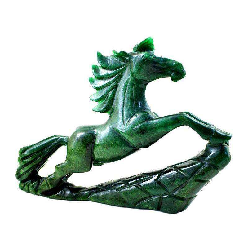 gemsmore:Amazing Green Jade Craftsman Carved Horse