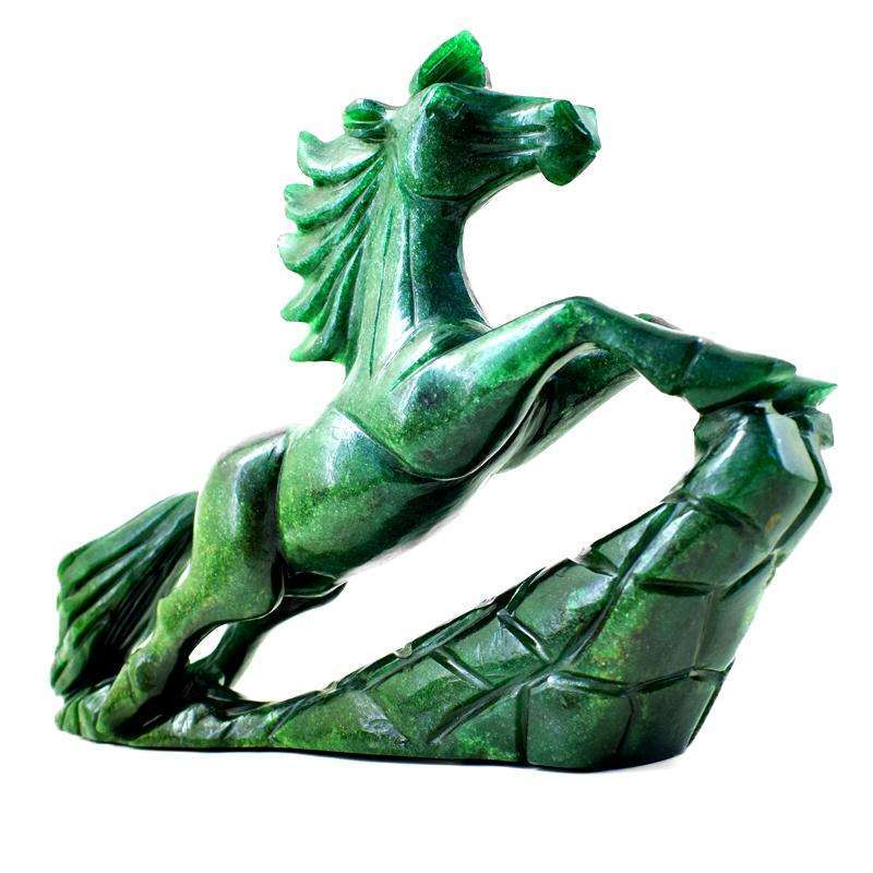 gemsmore:Amazing Green Jade Craftsman Carved Horse