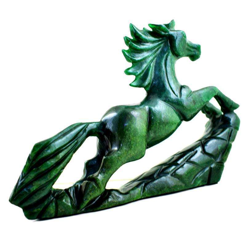 gemsmore:Amazing Green Jade Craftsman Carved Horse