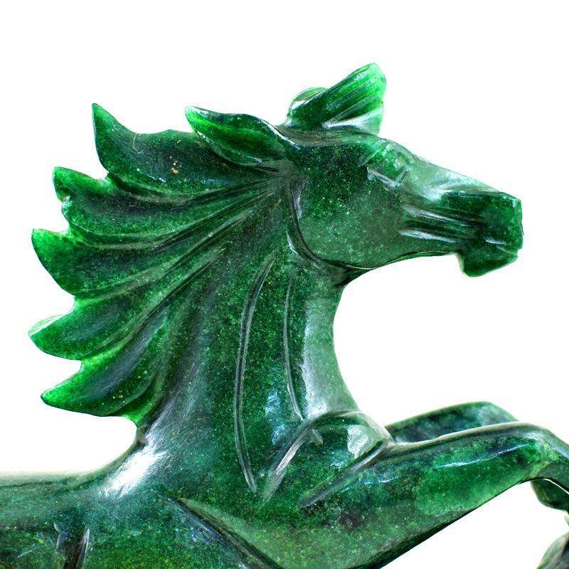 gemsmore:Amazing Green Jade Craftsman Carved Horse