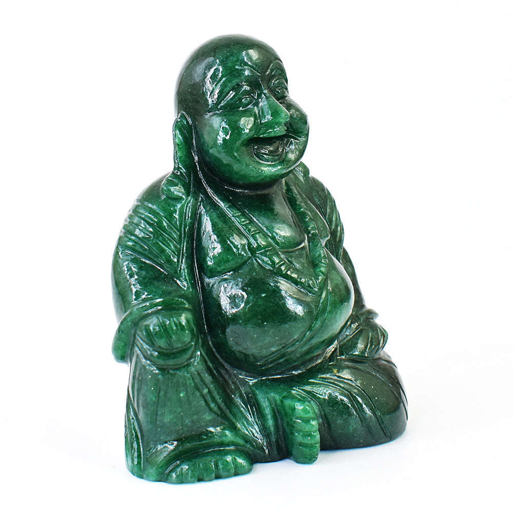 gemsmore:Amazing Green Jade Hand Carved Laughing Buddha