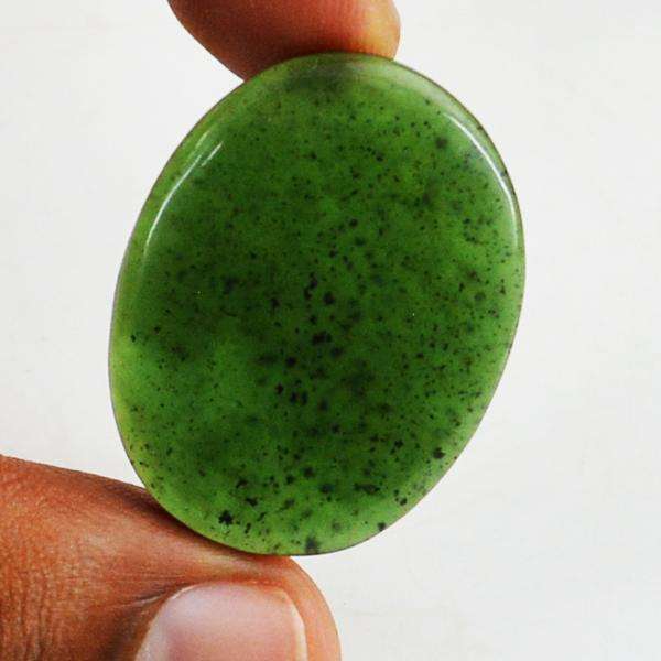 gemsmore:Amazing Green Jade Oval Shape Untreated Loose Gemstone