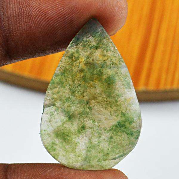 gemsmore:Amazing Green Moss Agate Druzy Pear Shape Loose Gemstone