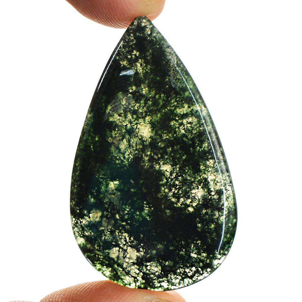 gemsmore:Amazing Green Moss Agate Pear Shape Loose Gemstone