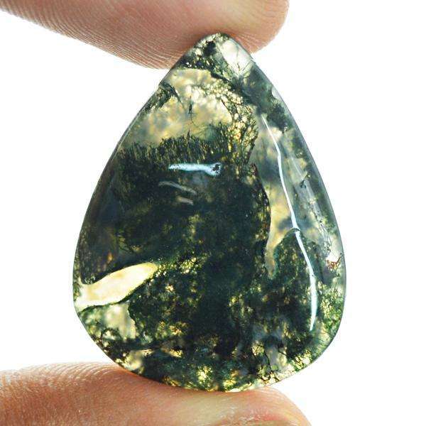 gemsmore:Amazing Green Moss Agate Pear Shape Untreated Loose Gemstone