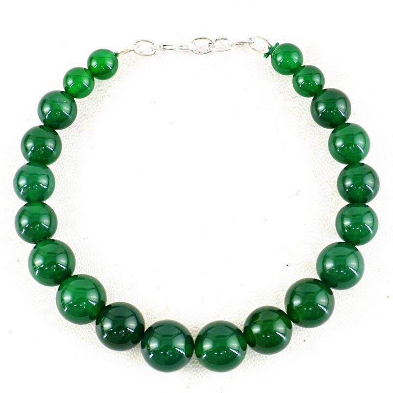 gemsmore:Amazing Green Onyx Beads Bracelet Natural Round Shape