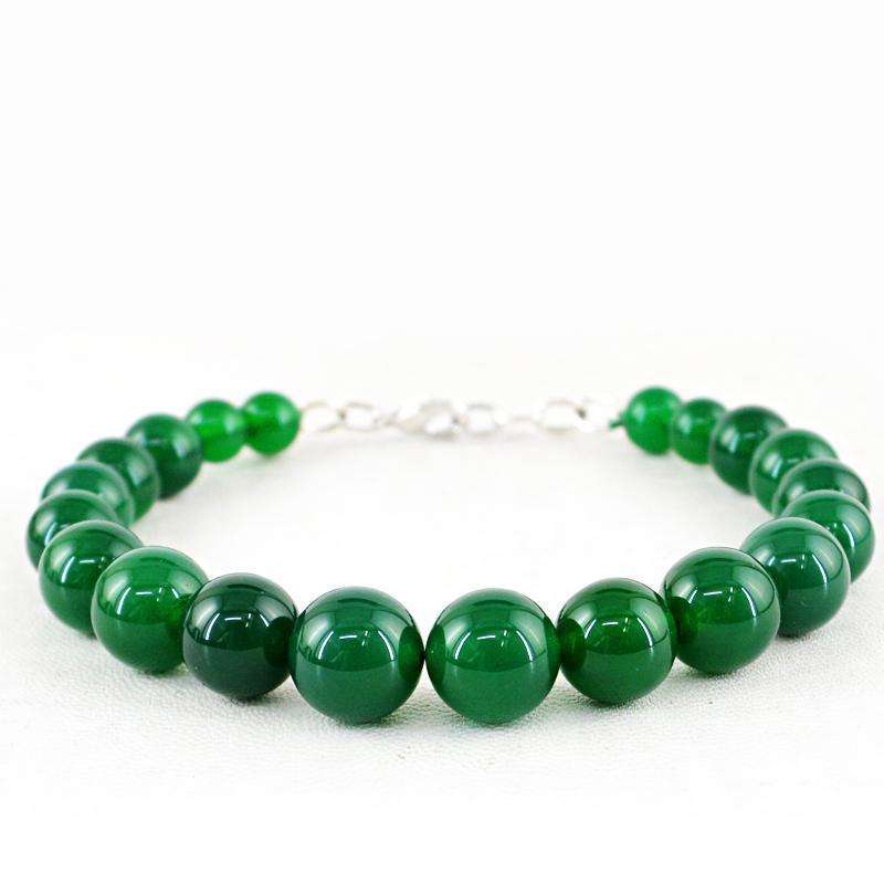 gemsmore:Amazing Green Onyx Beads Bracelet Natural Round Shape