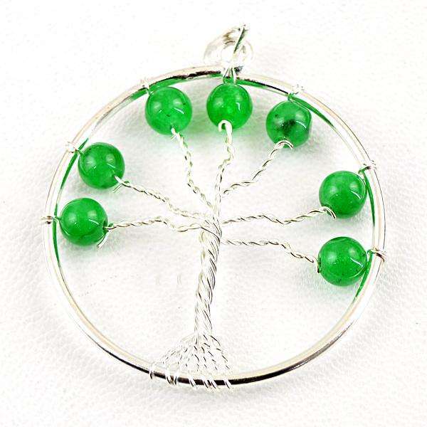 gemsmore:Amazing Green Onyx Round Shape Healing Tree Pendant