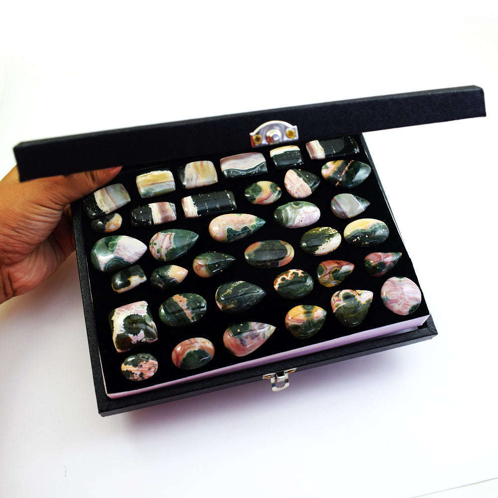 gemsmore:Amazing Green Opal Untreated Gemstone Cabochon Lot