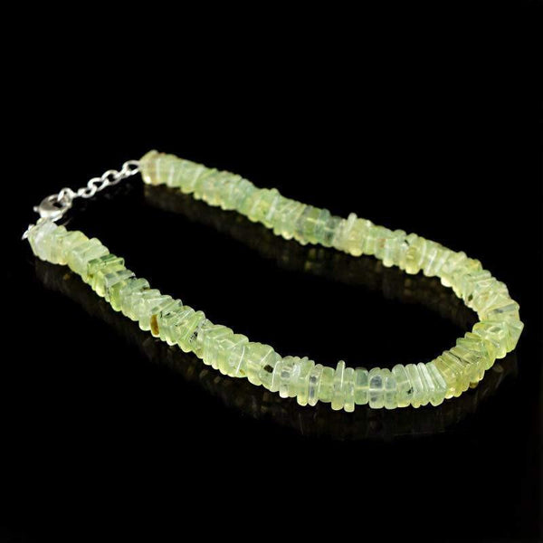 gemsmore:Amazing Green Phrenite Bracelet Natural Untreated Beads