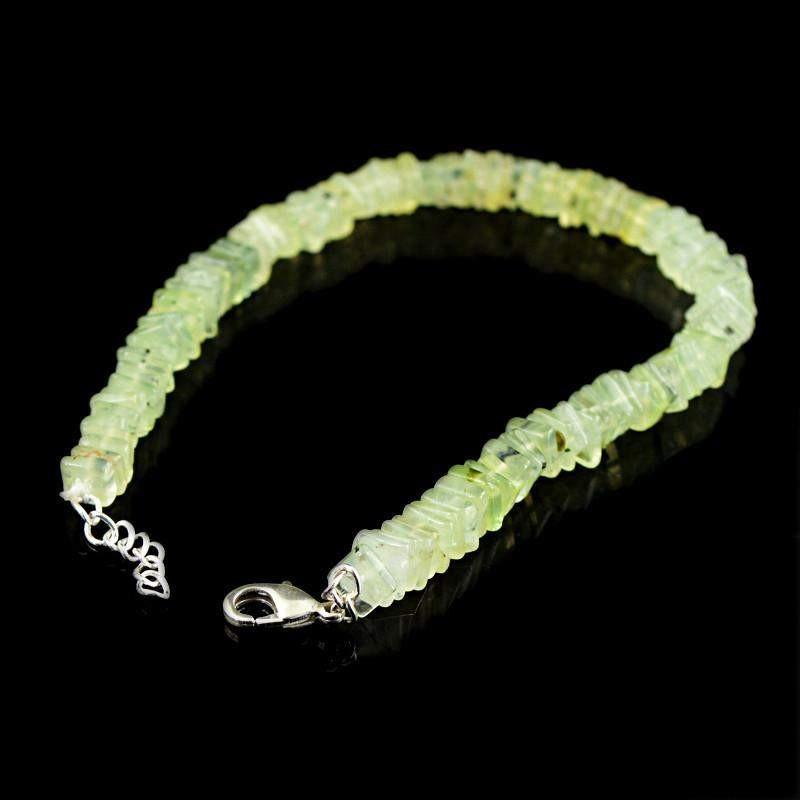 gemsmore:Amazing Green Phrenite Bracelet Natural Untreated Beads