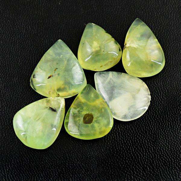 gemsmore:Amazing Green Phrenite Pear Shape Loose Gemstone Lot