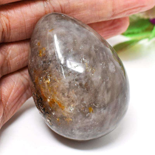 gemsmore:Amazing Grey Moonstone Hand Carved Reiki Healing Egg SIR