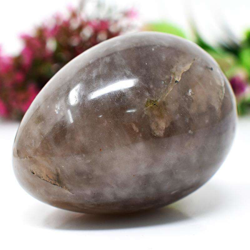 gemsmore:Amazing Grey Moonstone Hand Carved Reiki Healing Egg SIR