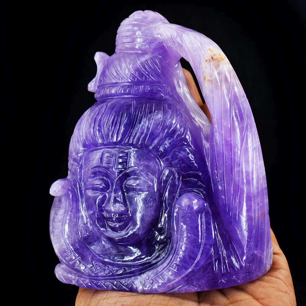 gemsmore:Amazing Hand Carved Amethyst Lord Shiva Head