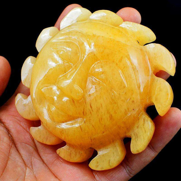 gemsmore:Amazing Hand Carved Aventurine Sun Face Gemstone