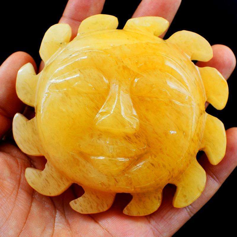 gemsmore:Amazing Hand Carved Aventurine Sun Face Gemstone