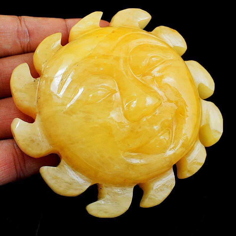 gemsmore:Amazing Hand Carved Aventurine Sun Face Gemstone