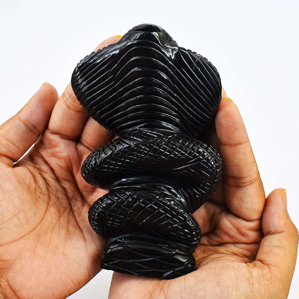 gemsmore:Amazing Hand Carved Black Spinel Cobra