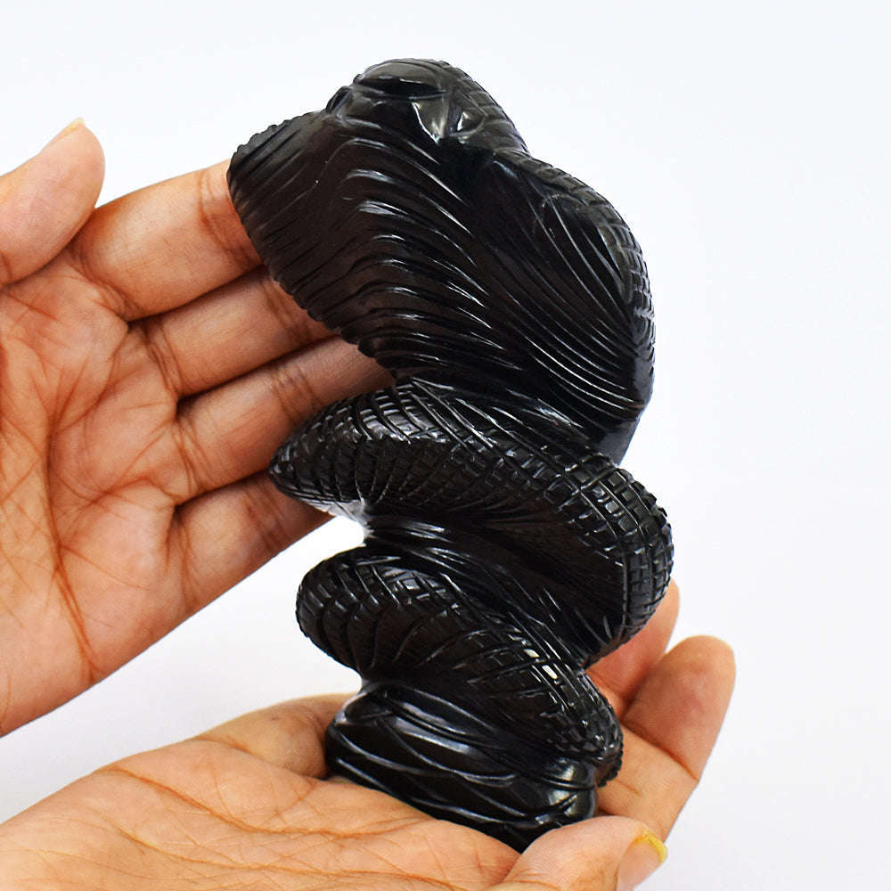 gemsmore:Amazing Hand Carved Black Spinel Cobra