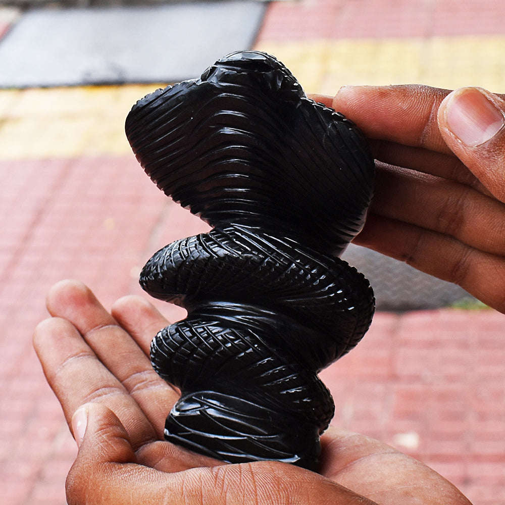 gemsmore:Amazing Hand Carved Black Spinel Cobra