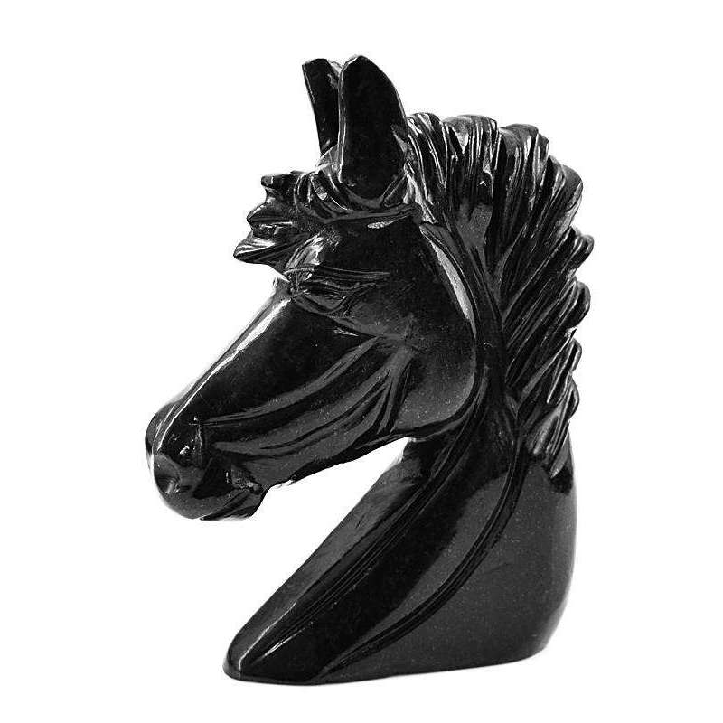 gemsmore:Amazing Hand Carved Black Spinel Horse Head