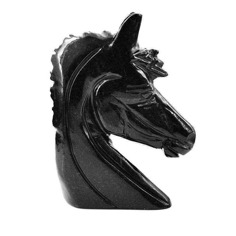 gemsmore:Amazing Hand Carved Black Spinel Horse Head