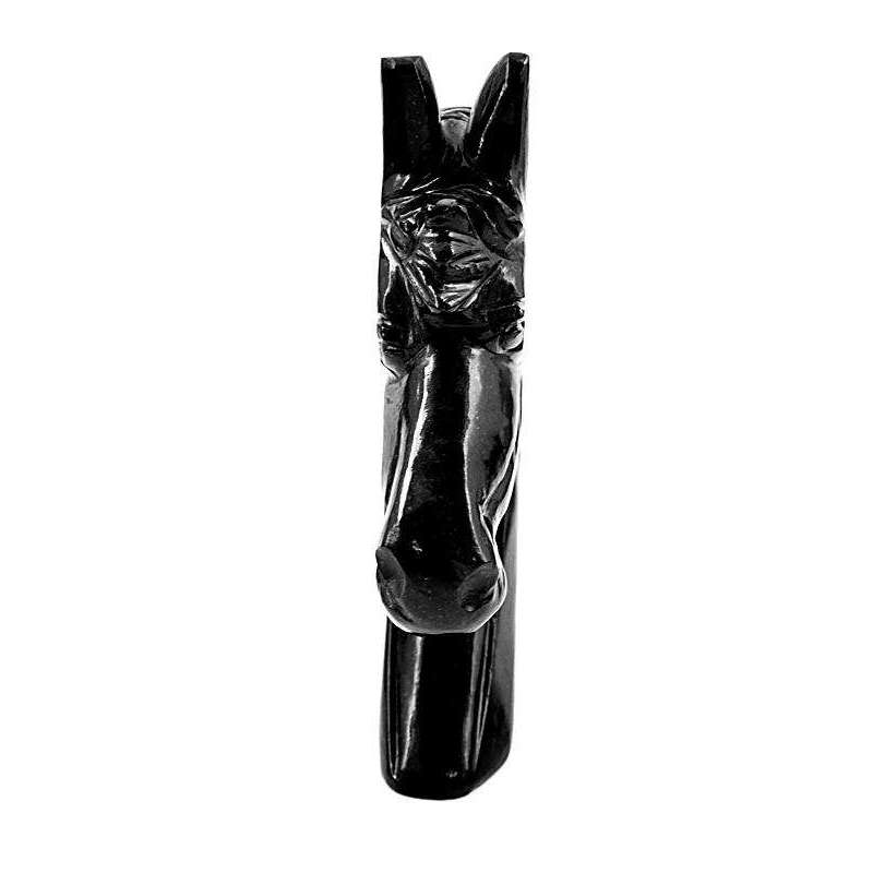 gemsmore:Amazing Hand Carved Black Spinel Horse Head