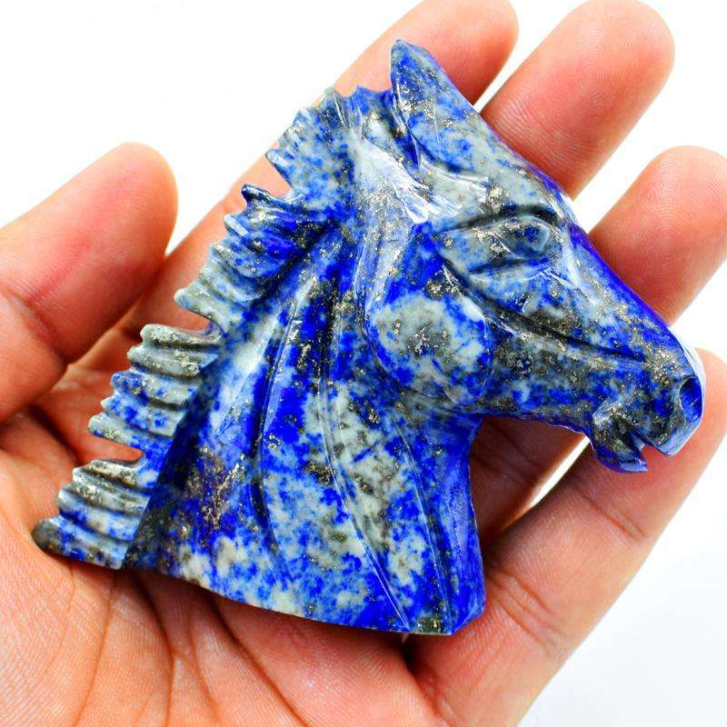 gemsmore:Amazing Hand Carved Blue Lapis Lazuli Horse Bust