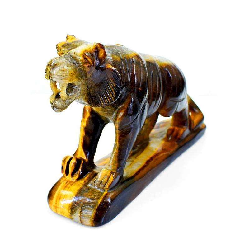 gemsmore:Amazing Hand Carved Golden Tiger Eye Lion - Exclusive