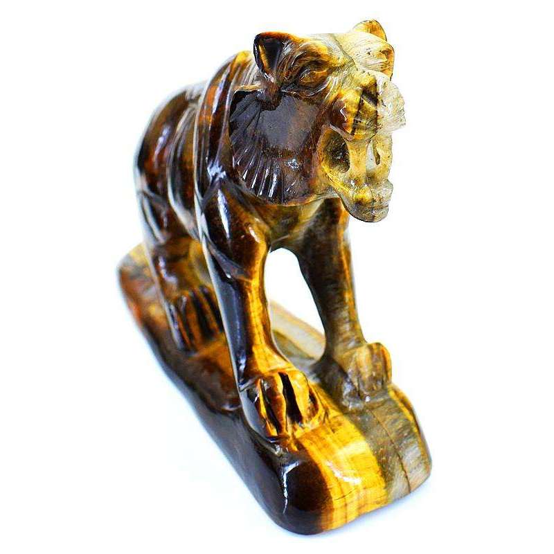 gemsmore:Amazing Hand Carved Golden Tiger Eye Lion - Exclusive