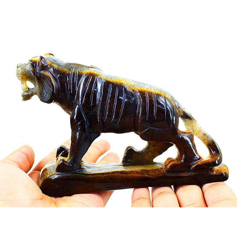 gemsmore:Amazing Hand Carved Golden Tiger Eye Lion - Exclusive