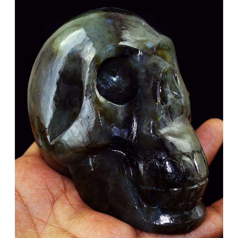 gemsmore:Amazing Hand Carved Labradorite Skull Gemstone