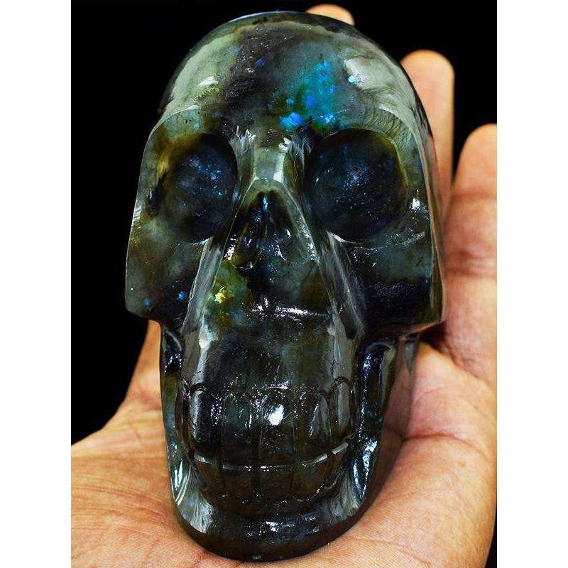 gemsmore:Amazing Hand Carved Labradorite Skull Gemstone