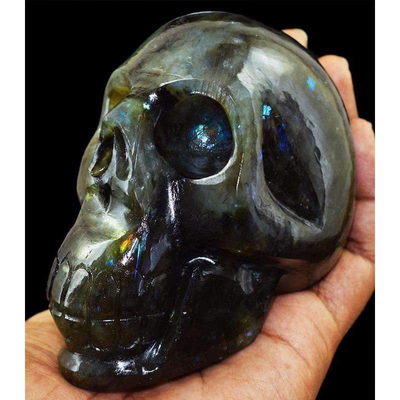 gemsmore:Amazing Hand Carved Labradorite Skull Gemstone