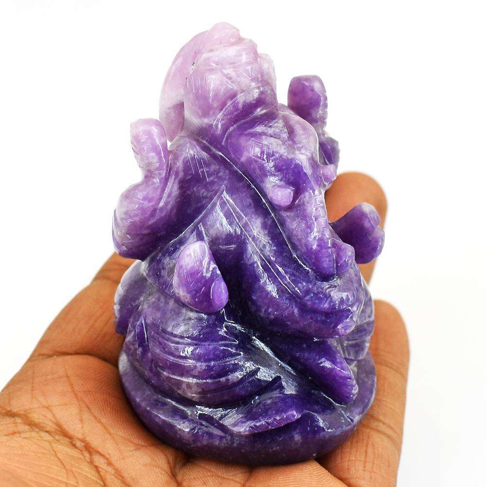 gemsmore:Amazing Hand Carved Lepidolite Lord Ganesha Idol