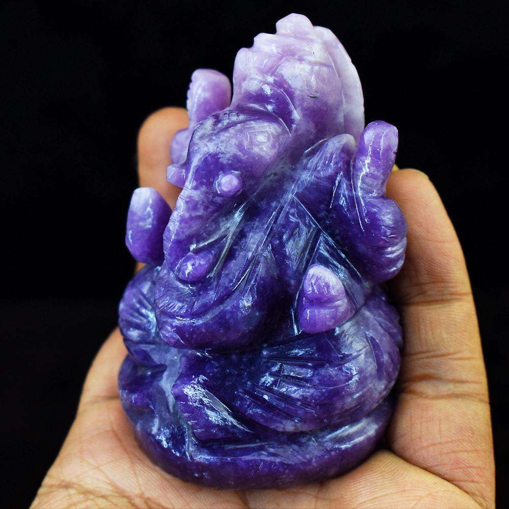 gemsmore:Amazing Hand Carved Lepidolite Lord Ganesha Idol