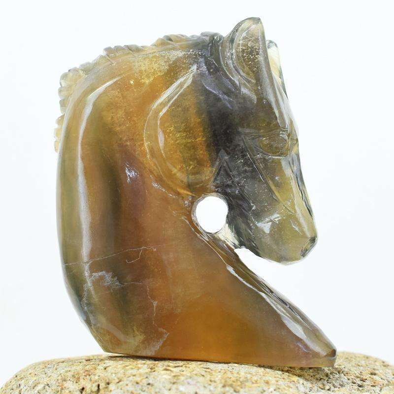gemsmore:Amazing Hand Carved Multicolor Fluorite Horse Head