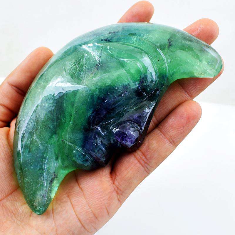 gemsmore:Amazing Hand Carved Multicolor Fluorite Moon Face