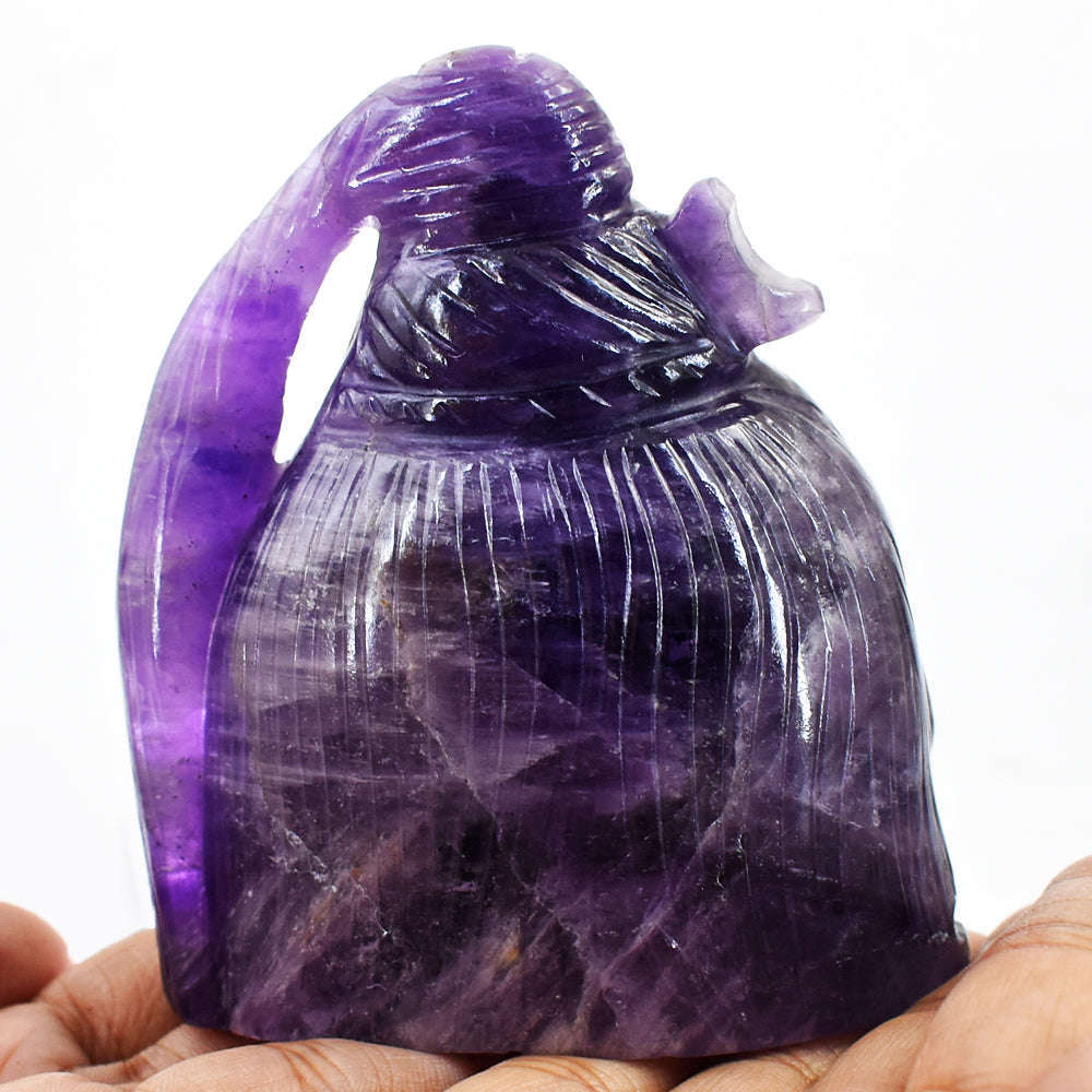 gemsmore:Amazing Hand Carved Purple Amethyst Lord Shiva Head Gemstone Carving