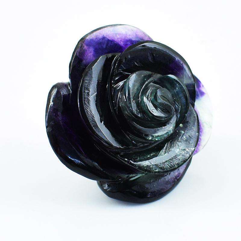 gemsmore:Amazing Hand carved Purple Fluorite Flower Rose Gemstone