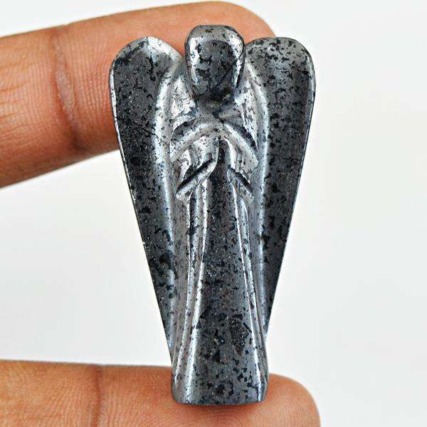 gemsmore:Amazing Hematite Carved Healing Angel Gemstone