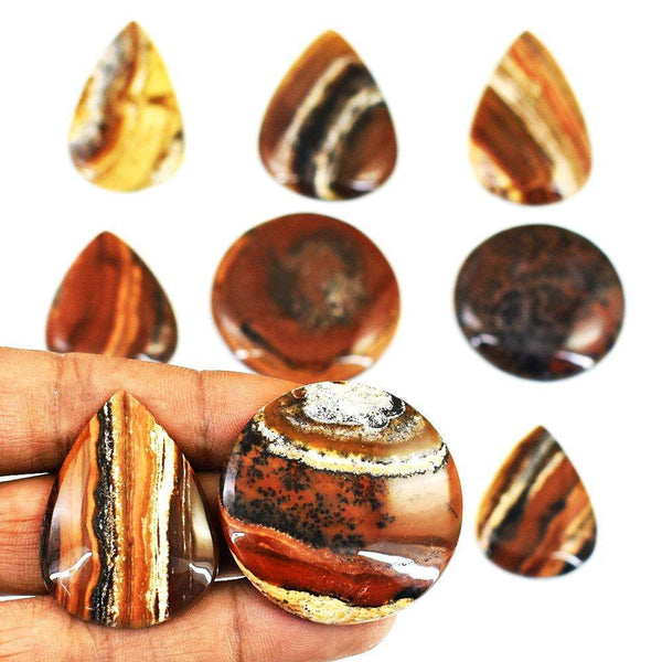 gemsmore:Amazing Honey Dendrite Untreated Gemstone Cabochon Lot