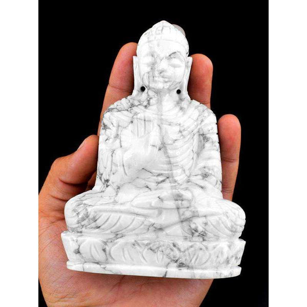 gemsmore:Amazing Howlite Gemstone Hand Carved Lord Buddha