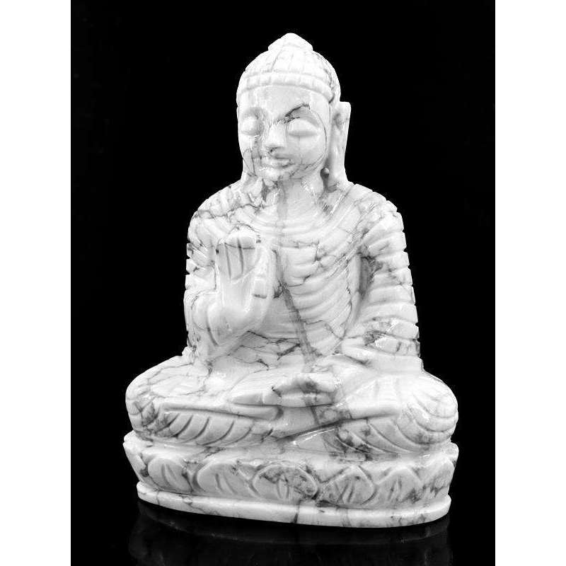 gemsmore:Amazing Howlite Gemstone Hand Carved Lord Buddha