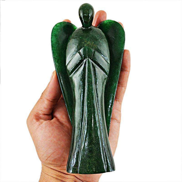 gemsmore:Amazing Huge Massive Size Green Jade Carved healing Crystal Angel