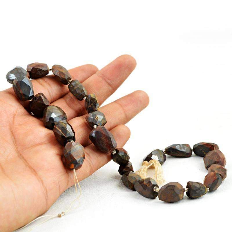 gemsmore:Amazing Iron Tiger Eye Beads Strand - Natural Drilled Faceted