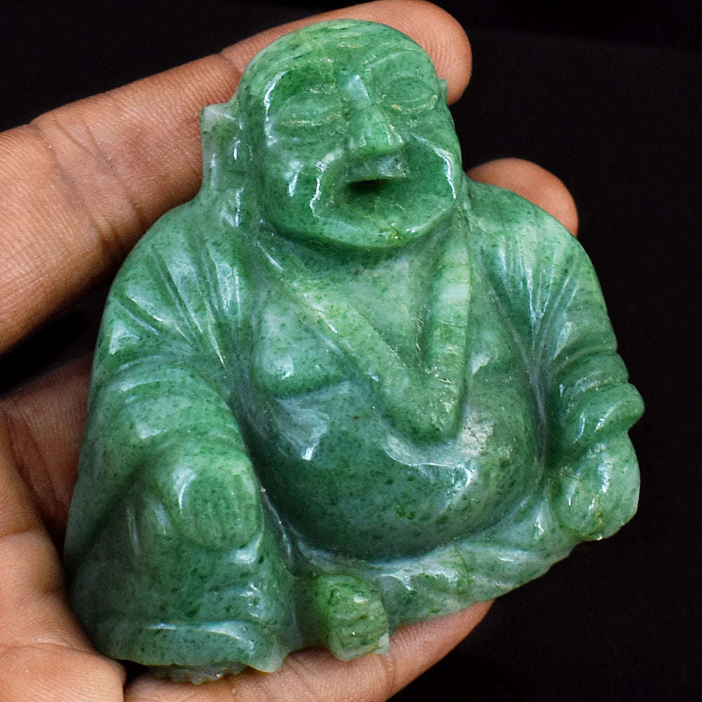 gemsmore:Amazing Jade  Hand Carved Genuine Crystal Gemstone Carving Laughing Buddha