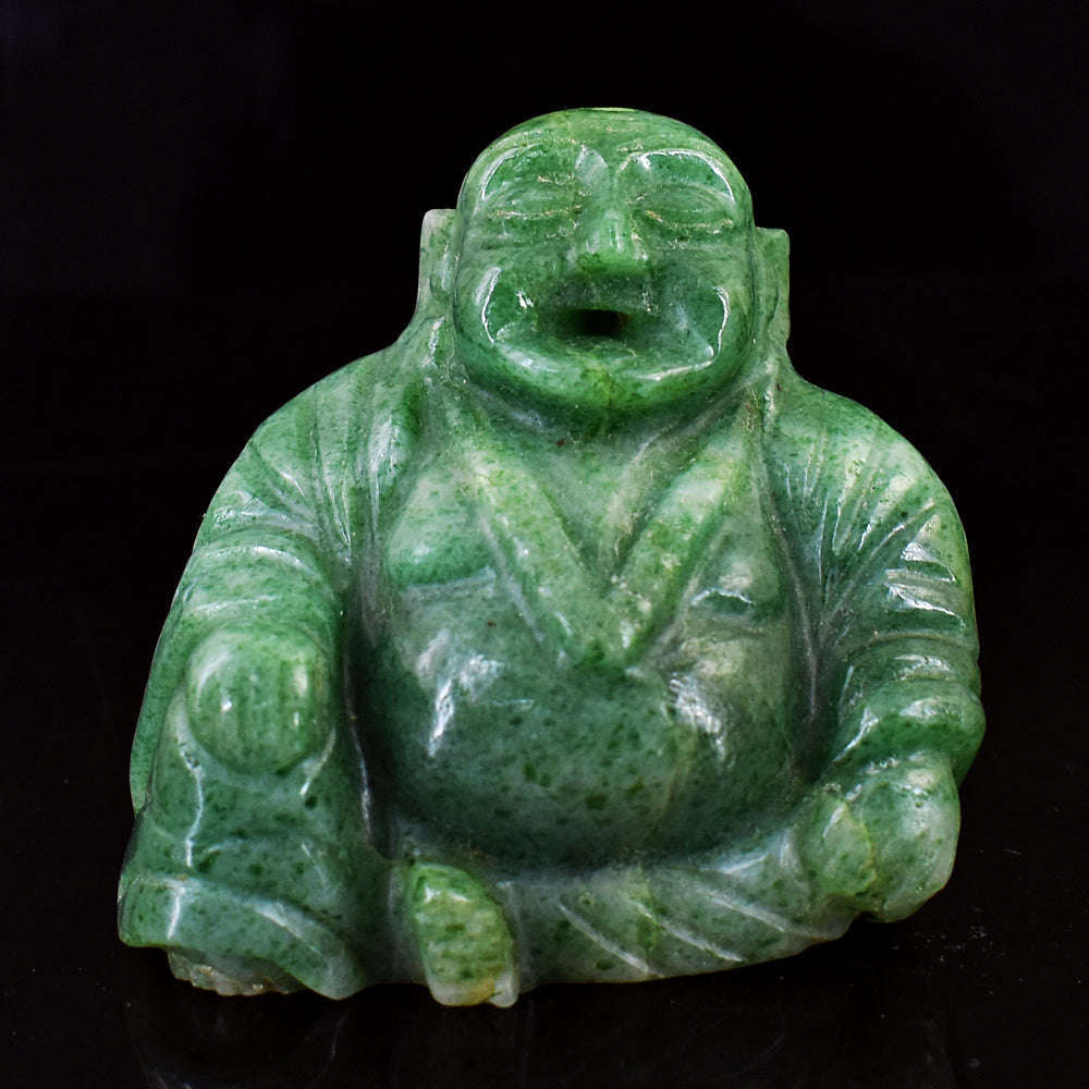 gemsmore:Amazing Jade  Hand Carved Genuine Crystal Gemstone Carving Laughing Buddha