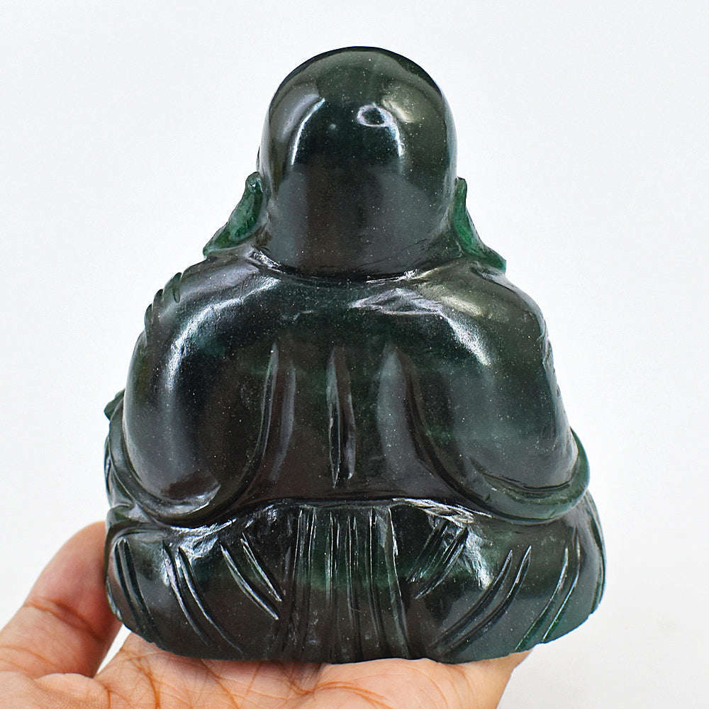 gemsmore:Amazing Jade Hand Carved Genuine Crystal Gemstone Carving Laughing Buddha